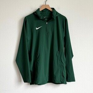 Nike‎ Mens S Forest Green Gorpcore Technical 1/4 Zip Pullover Hoodie Streetwear